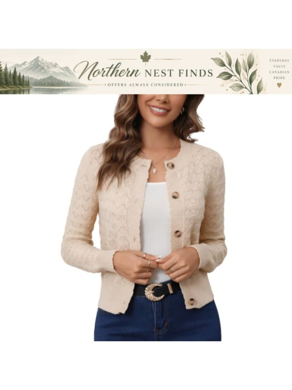 Women's Cropped Knit Cardigan Button Down Open Front Long Sleeve Shrug Sweater